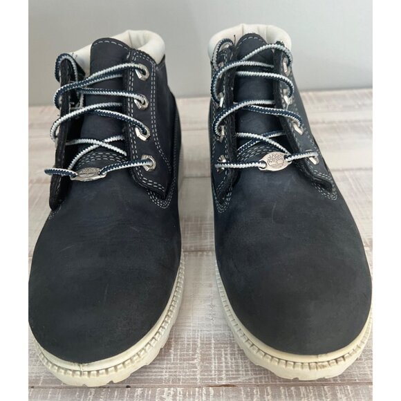 Vintage Timberland Navy Blue Nubuck Leather Chukka Boots White Soles Size 7.5M - Picture 5 of 10